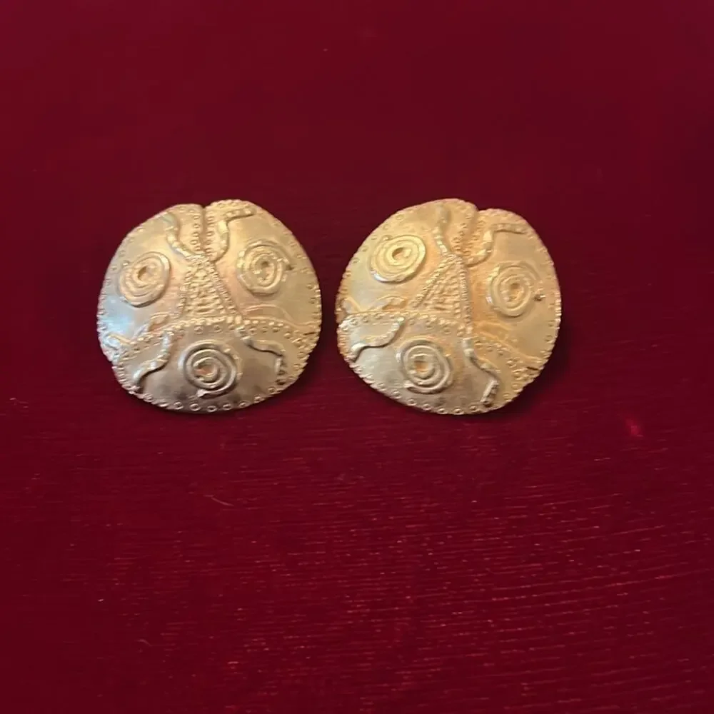 Vintage Tribal Clip Earrings